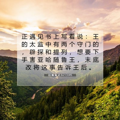Picture 07 - 以 斯 帖 记 6:2 CUVS - 正 遇 见 书 上 写 着 说 ： 王 的 太 - Bible Verse Picture