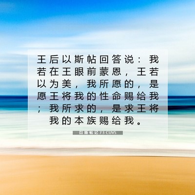 Picture 07 - 以 斯 帖 记 7:3 CUVS - 王 后 以 斯 帖 回 答 说 ： 我 若 在 - Bible Verse Picture