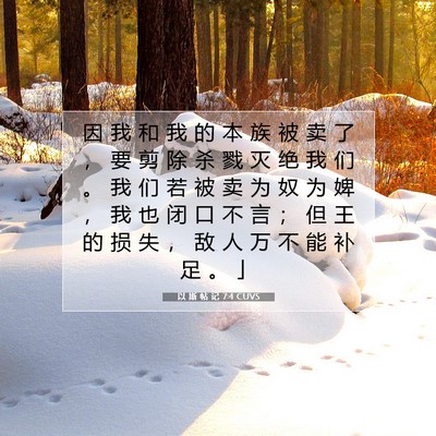 Picture 07 - 以 斯 帖 记 7:4 CUVS - 因 我 和 我 的 本 族 被 卖 了 ， 要 - Bible Verse Picture
