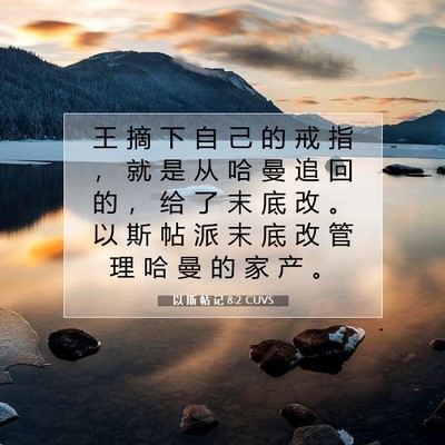 Picture 07 - 以 斯 帖 记 8:2 CUVS - 王 摘 下 自 己 的 戒 指 ， 就 是 从 - Bible Verse Picture