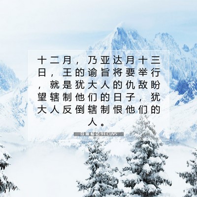 Picture 07 - 以 斯 帖 记 9:1 CUVS - 十 二 月 ， 乃 亚 达 月 十 三 日 ， - Bible Verse Picture