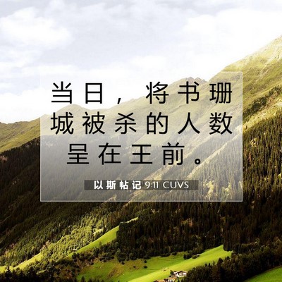 Picture 07 - 以 斯 帖 记 9:11 CUVS - 当 日 ， 将 书 珊 城 被 杀 的 人 数 - Bible Verse Picture