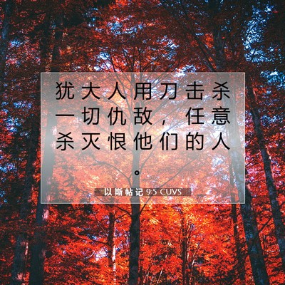 Picture 07 - 以 斯 帖 记 9:5 CUVS - 犹 大 人 用 刀 击 杀 一 切 仇 敌 ， - Bible Verse Picture