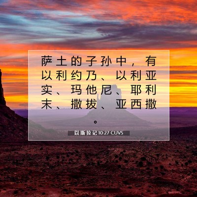 Picture 07 - 以 斯 拉 记 10:27 CUVS - 萨 土 的 子 孙 中 ， 有 以 利 约 乃 - Bible Verse Picture