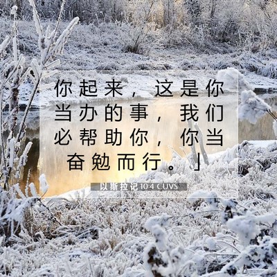 Picture 07 - 以 斯 拉 记 10:4 CUVS - 你 起 来 ， 这 是 你 当 办 的 事 ， - Bible Verse Picture