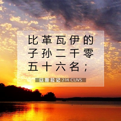 Picture 07 - 以 斯 拉 记 2:14 CUVS - 比 革 瓦 伊 的 子 孙 二 千 零 五 十 - Bible Verse Picture