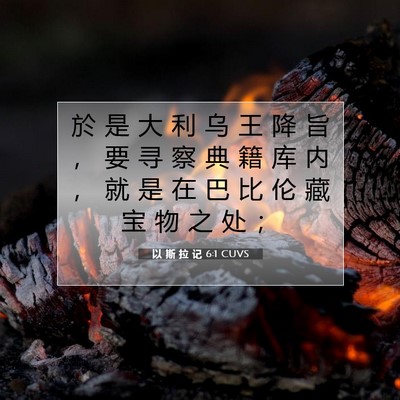 Picture 07 - 以 斯 拉 记 6:1 CUVS - 於 是 大 利 乌 王 降 旨 ， 要 寻 察 - Bible Verse Picture