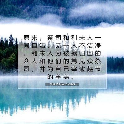 Picture 07 - 以 斯 拉 记 6:20 CUVS - 原 来 ， 祭 司 和 利 未 人 一 同 自 - Bible Verse Picture