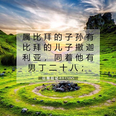 Picture 07 - 以 斯 拉 记 8:11 CUVS - 属 比 拜 的 子 孙 有 比 拜 的 儿 子 - Bible Verse Picture