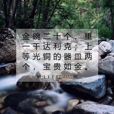 Picture 07 - 以 斯 拉 记 8:27 CUVS - 金 碗 二 十 个 ， 重 一 千 达 利 克 - Bible Verse Picture