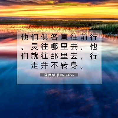 Picture 07 - 以 西 结 书 1:12 CUVS - 他 们 俱 各 直 往 前 行 。 灵 往 哪 - Bible Verse Picture