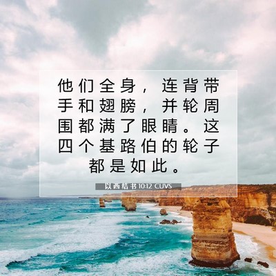 Picture 07 - 以 西 结 书 10:12 CUVS - 他 们 全 身 ， 连 背 带 手 和 翅 膀 - Bible Verse Picture
