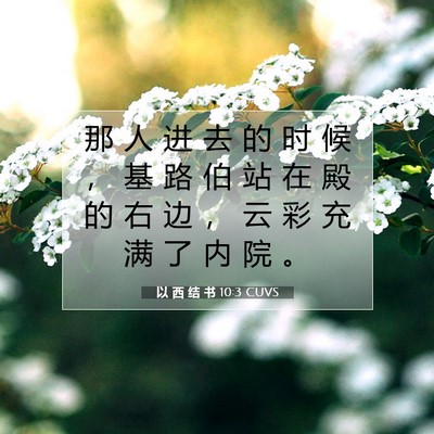 Picture 07 - 以 西 结 书 10:3 CUVS - 那 人 进 去 的 时 候 ， 基 路 伯 站 - Bible Verse Picture
