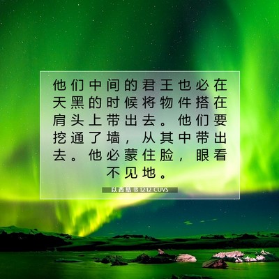 Picture 07 - 以 西 结 书 12:12 CUVS - 他 们 中 间 的 君 王 也 必 在 天 黑 - Bible Verse Picture