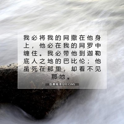 Picture 07 - 以 西 结 书 12:13 CUVS - 我 必 将 我 的 网 撒 在 他 身 上 ， - Bible Verse Picture