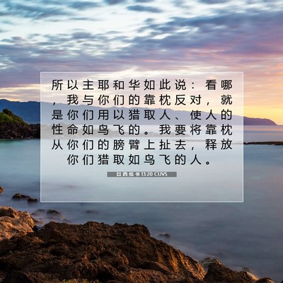 Picture 07 - 以 西 结 书 13:20 CUVS - 所 以 主 耶 和 华 如 此 说 ： 看 哪 - Bible Verse Picture