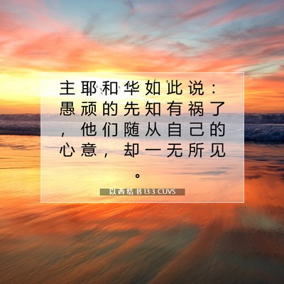 Picture 07 - 以 西 结 书 13:3 CUVS - 主 耶 和 华 如 此 说 ： 愚 顽 的 先 - Bible Verse Picture