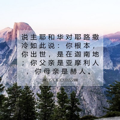 Picture 07 - 以 西 结 书 16:3 CUVS - 说 主 耶 和 华 对 耶 路 撒 冷 如 此 - Bible Verse Picture