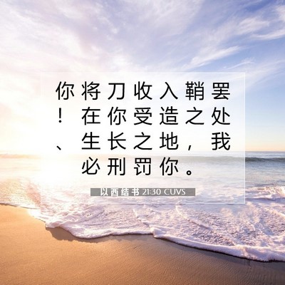 Picture 07 - 以 西 结 书 21:30 CUVS - 你 将 刀 收 入 鞘 罢 ！ 在 你 受 造 - Bible Verse Picture