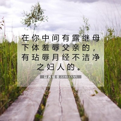Picture 07 - 以 西 结 书 22:10 CUVS - 在 你 中 间 有 露 继 母 下 体 羞 辱 - Bible Verse Picture
