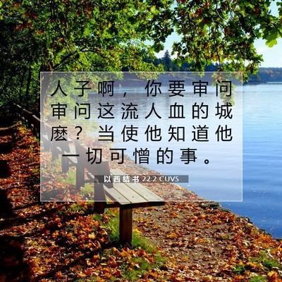 Picture 07 - 以 西 结 书 22:2 CUVS - 人 子 啊 ， 你 要 审 问 审 问 这 流 - Bible Verse Picture