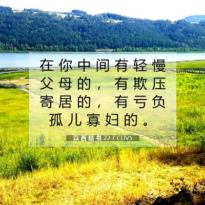 Picture 07 - 以 西 结 书 22:7 CUVS - 在 你 中 间 有 轻 慢 父 母 的 ， 有 - Bible Verse Picture