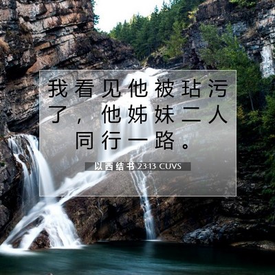 Picture 07 - 以 西 结 书 23:13 CUVS - 我 看 见 他 被 玷 污 了 ， 他 姊 妹 - Bible Verse Picture