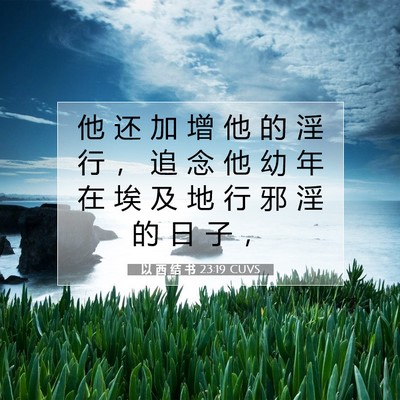 Picture 07 - 以 西 结 书 23:19 CUVS - 他 还 加 增 他 的 淫 行 ， 追 念 他 - Bible Verse Picture