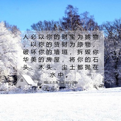 Picture 07 - 以 西 结 书 26:12 CUVS - 人 必 以 你 的 财 宝 为 掳 物 ， 以 - Bible Verse Picture
