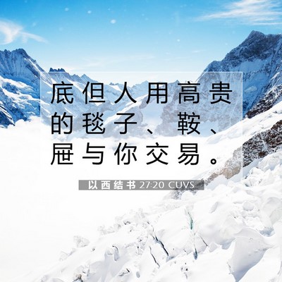 Picture 07 - 以 西 结 书 27:20 CUVS - 底 但 人 用 高 贵 的 毯 子 、 鞍 、 - Bible Verse Picture