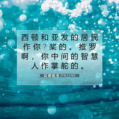 Picture 07 - 以 西 结 书 27:8 CUVS - 西 顿 和 亚 发 的 居 民 作 你 ? 桨 的 - Bible Verse Picture