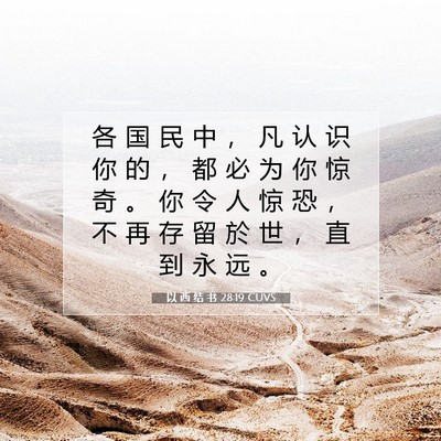 Picture 07 - 以 西 结 书 28:19 CUVS - 各 国 民 中 ， 凡 认 识 你 的 ， 都 - Bible Verse Picture