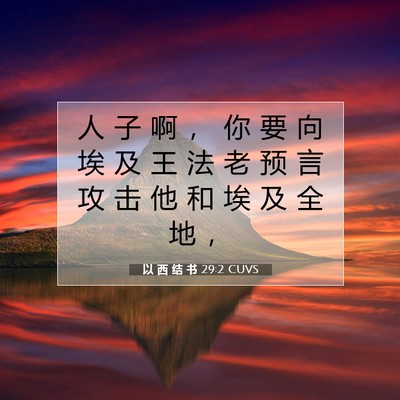 Picture 07 - 以 西 结 书 29:2 CUVS - 人 子 啊 ， 你 要 向 埃 及 王 法 老 - Bible Verse Picture