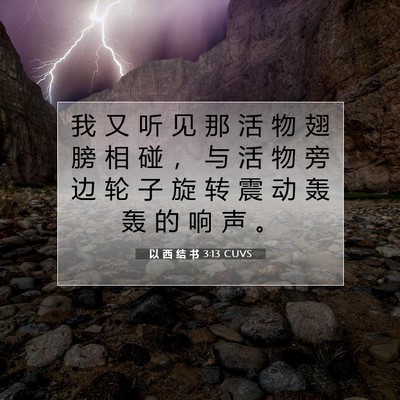 Picture 07 - 以 西 结 书 3:13 CUVS - 我 又 听 见 那 活 物 翅 膀 相 碰 ， - Bible Verse Picture