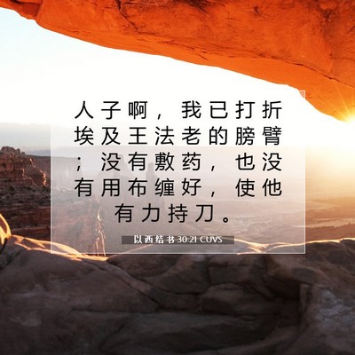 Picture 07 - 以 西 结 书 30:21 CUVS - 人 子 啊 ， 我 已 打 折 埃 及 王 法 - Bible Verse Picture