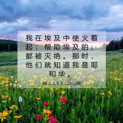 Picture 07 - 以 西 结 书 30:8 CUVS - 我 在 埃 及 中 使 火 着 起 ； 帮 助 - Bible Verse Picture