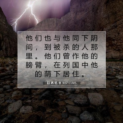 Picture 07 - 以 西 结 书 31:17 CUVS - 他 们 也 与 他 同 下 阴 间 ， 到 被 - Bible Verse Picture