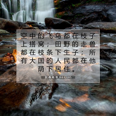 Picture 07 - 以 西 结 书 31:6 CUVS - 空 中 的 飞 鸟 都 在 枝 子 上 搭 窝 - Bible Verse Picture