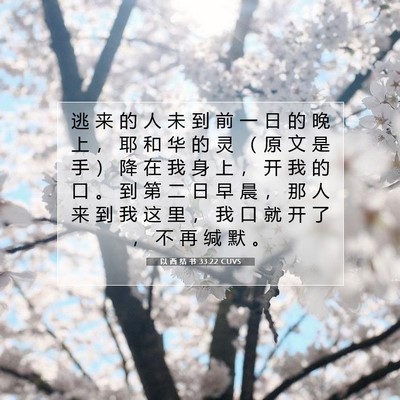 Picture 07 - 以 西 结 书 33:22 CUVS - 逃 来 的 人 未 到 前 一 日 的 晚 上 - Bible Verse Picture