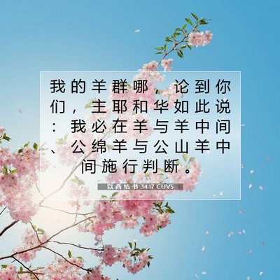 Picture 07 - 以 西 结 书 34:17 CUVS - 我 的 羊 群 哪 ， 论 到 你 们 ， 主 - Bible Verse Picture
