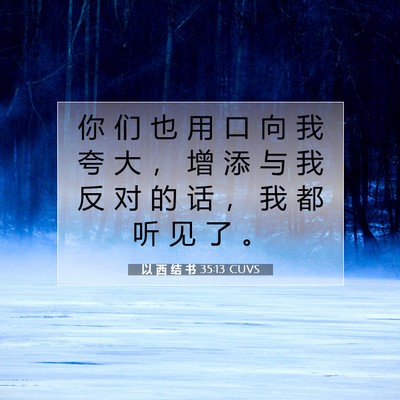 Picture 07 - 以 西 结 书 35:13 CUVS - 你 们 也 用 口 向 我 夸 大 ， 增 添 - Bible Verse Picture