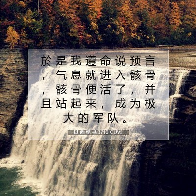 Picture 07 - 以 西 结 书 37:10 CUVS - 於 是 我 遵 命 说 预 言 ， 气 息 就 - Bible Verse Picture