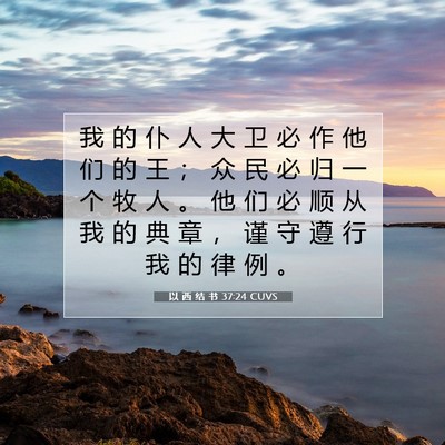 Picture 07 - 以 西 结 书 37:24 CUVS - 我 的 仆 人 大 卫 必 作 他 们 的 王 - Bible Verse Picture