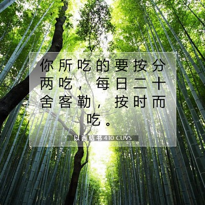 Picture 07 - 以 西 结 书 4:10 CUVS - 你 所 吃 的 要 按 分 两 吃 ， 每 日 - Bible Verse Picture