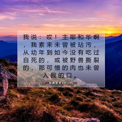 Picture 07 - 以 西 结 书 4:14 CUVS - 我 说 ： 哎 ！ 主 耶 和 华 啊 ， 我 - Bible Verse Picture