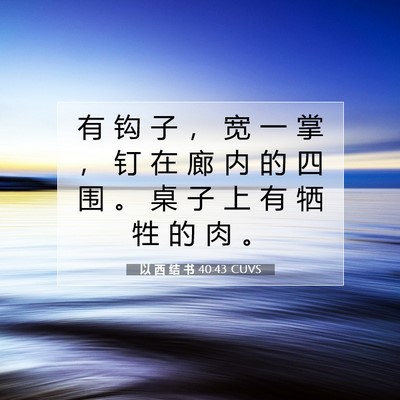 Picture 07 - 以 西 结 书 40:43 CUVS - 有 钩 子 ， 宽 一 掌 ， 钉 在 廊 内 - Bible Verse Picture
