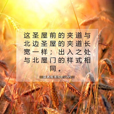 Picture 07 - 以 西 结 书 42:11 CUVS - 这 圣 屋 前 的 夹 道 与 北 边 圣 屋 - Bible Verse Picture