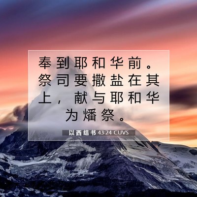 Picture 07 - 以 西 结 书 43:24 CUVS - 奉 到 耶 和 华 前 。 祭 司 要 撒 盐 - Bible Verse Picture