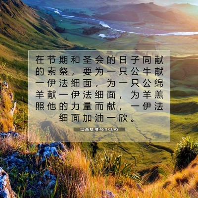 Picture 07 - 以 西 结 书 46:11 CUVS - 在 节 期 和 圣 会 的 日 子 同 献 的 - Bible Verse Picture