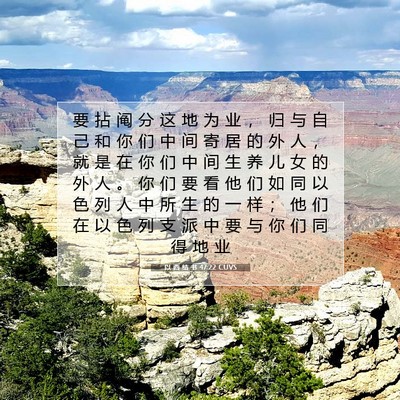 Picture 07 - 以 西 结 书 47:22 CUVS - 要 拈 阄 分 这 地 为 业 ， 归 与 自 - Bible Verse Picture